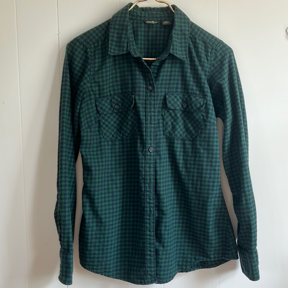 Eddie Bauer Flannel Green & Blue Gingham Women’s Size Small - Picture 14 of 14